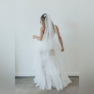 Short Wedding Veil Bowknot